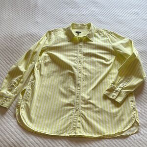 Talbots Cotton Button Tunic Shirt Women’s Large Striped Yellow White